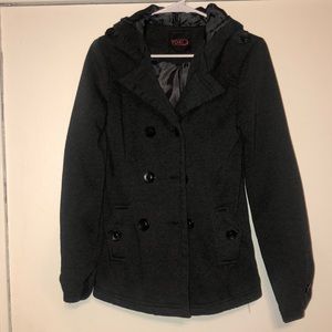 Charcoal grey Peacoat.